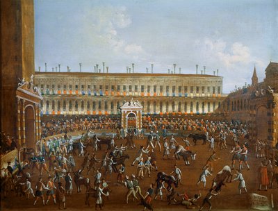 Bullfight in honour of the Prince of Poland, Frederick Christian, 1740 by Gabriele Bella